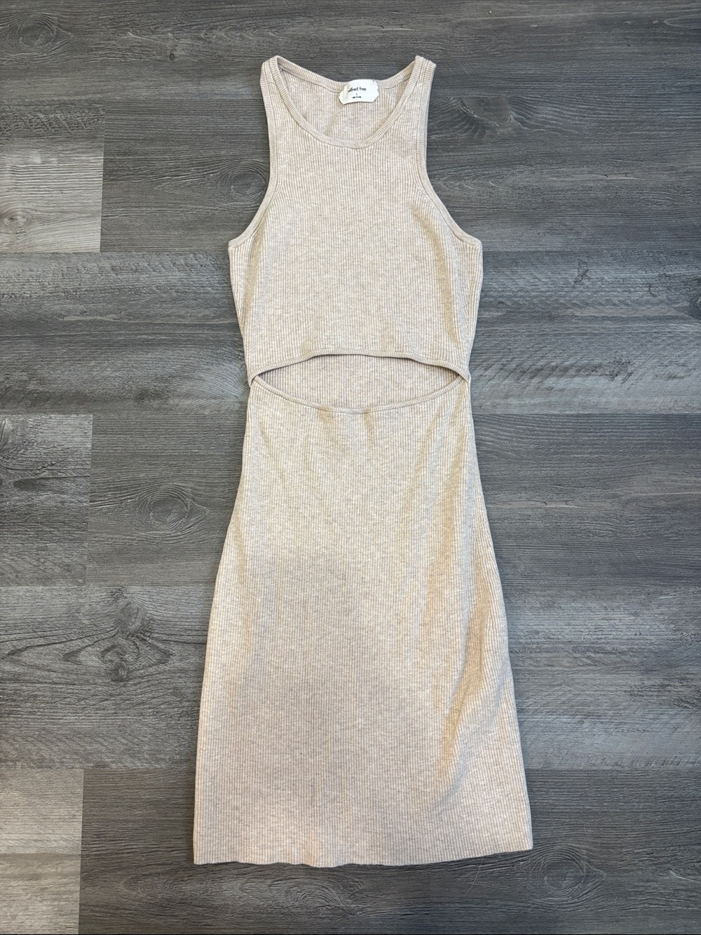 Wilfred Beige Ribbed Cutout Midi Dress